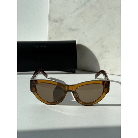 NEW Saint Laurent SLM94/F Brown Gold Cat Eye Sunglasses main image 8